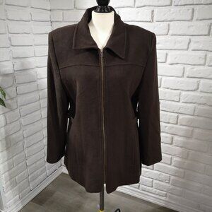 Flair Sport Ladies Size 16 Dark Brown 70% Wool Full Zip Fully Lined Coat
